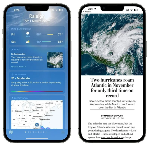 丰都苹果14维修分享iPhone 14手机如何看天气时顺带看新闻 