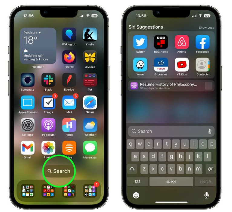 丰都苹果手机维修分享升级到 iOS 16 后，如何删除主屏幕上的搜索按钮 