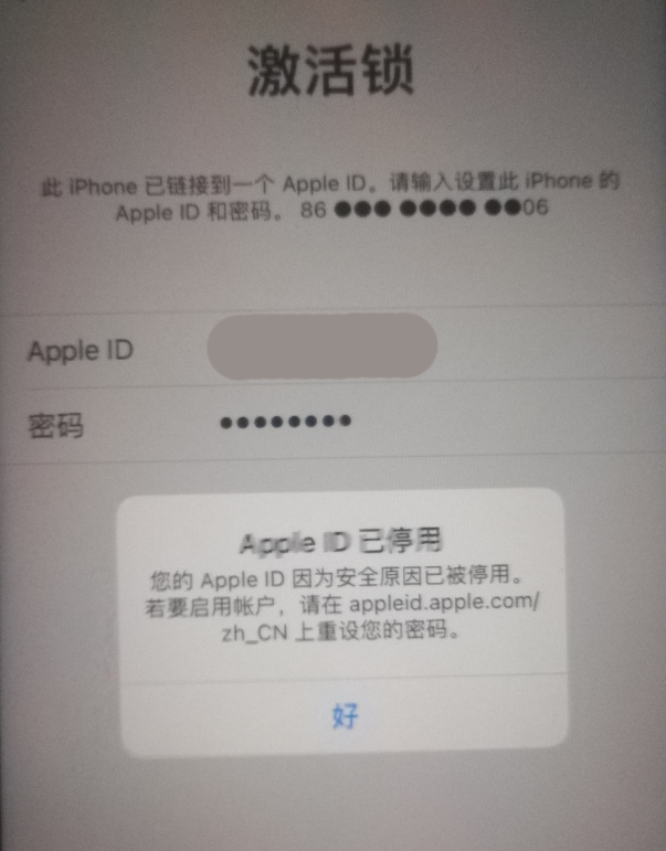 丰都苹果手机维修分享iPhone 12 出现提示“Apple ID 已停用”怎么办 