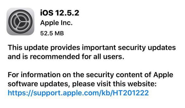 丰都苹果手机维修分享iOS12.5.2发布，建议所有老苹果用户安装 